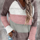 Color Striped Knitted Hoodie
