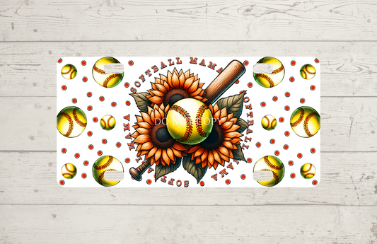 Softball Mama Sunflower License Plate