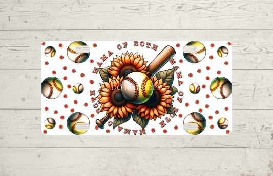 Baseball and Softball Mama of Both Sunflower License Plate