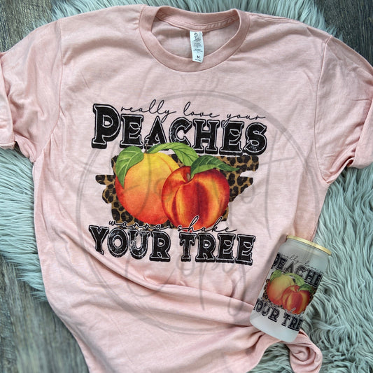 Really Love Your Peaches Tee & Frosted Glass Can ~ Bundle