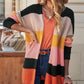 Waffle Knit Striped Open Front Cardigan