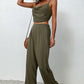 Crisscross Back Cropped Top and Pants Set