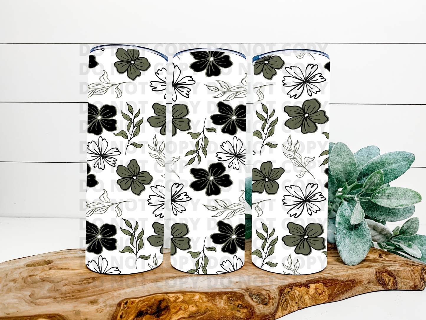 Green Floral ~ Stainless Steel Tumbler