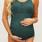 Ribbed Spaghetti Strap One-Piece Maternity Swimsuit