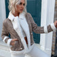 Snakeskin Print Double-Breasted Jacket with Pockets