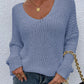 Rib-Knit V-Neck Tunic Sweater