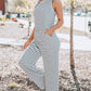 Striped Sleeveless Jumpsuit with Pockets