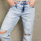Baeful Splatter Distressed Acid Wash Jeans with Pockets